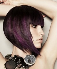 Razor end bob with bangs
